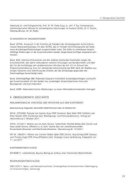 Taetigkeitsbericht 2011 - Amt für Raumentwicklung - Kanton Zürich