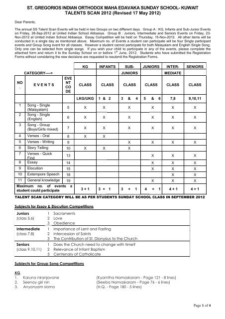 Talent Scan 2012 Notice and Registration Form - St.Gregorios ...