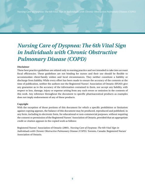 Nursing Care of Dyspnea: The 6th Vital Sign in Individuals with ...