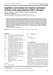 Equilibria and kinetics for reactive extraction of lactic acid ... - ITM