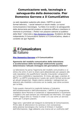 Pier Domenico Garrone: La nuova Comunicazione è tecnologia (Il ComuniCattivo)