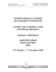 Summary Audit Report - International Cyanide Management Code