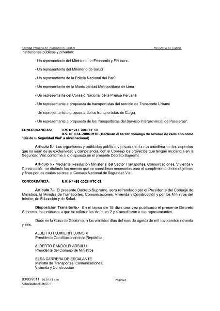 Crean el Consejo Nacional de Seguridad Vial DECRETO ...