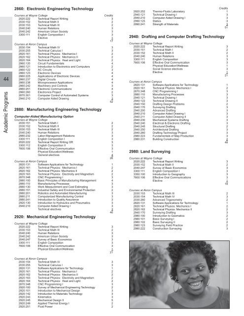Academic Catalog - The University of Akron : Wayne College