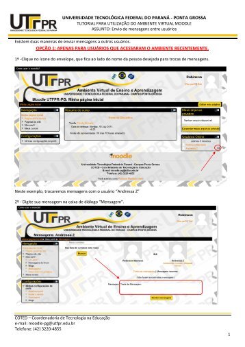 Enviar Mensagens para outro usuÃ¡rio - Moodle - UTFPR