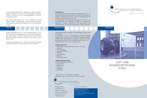 Luft Und Raumfahrttechnik B Eng Hochschule Bremen