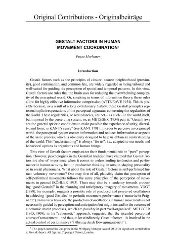 Gestalt Factors in Human Movement Coordination - Society for ...