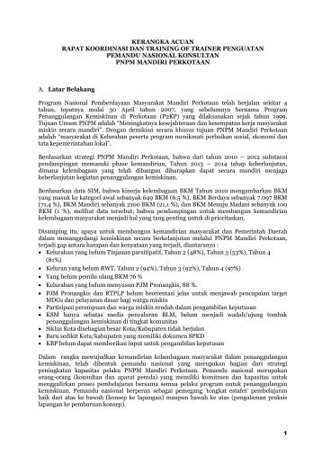 KERANGKA ACUAN RAPAT KOORDINASI DAN TRAINING ... - P2KP