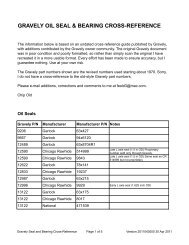 GRAVELY OIL SEAL & BEARING CROSS-REFERENCE