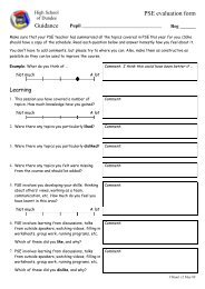 PSE evaluation form - High School of Dundee