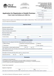 Application for Registration of Health Premises - City of Whittlesea