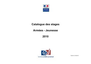 Catalogue des stages ArmÃ©es - Jeunesse 2010 - IHEDN