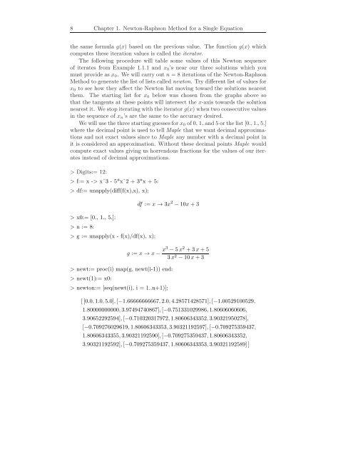 Principles of Linear Algebra With Maple The NewtonâRaphson ...