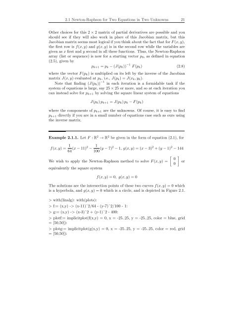 Principles of Linear Algebra With Maple The NewtonâRaphson ...