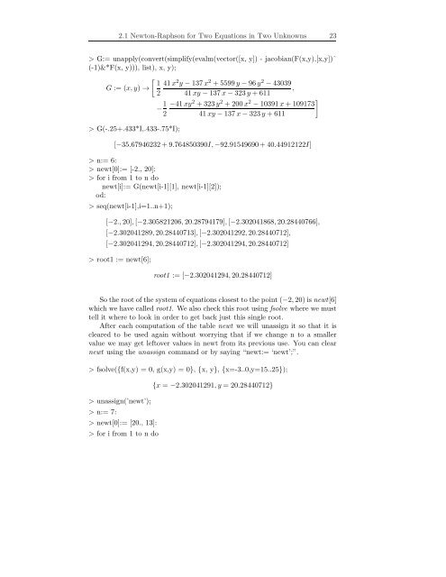 Principles of Linear Algebra With Maple The NewtonâRaphson ...