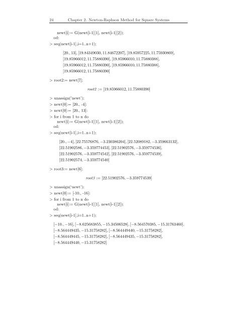 Principles of Linear Algebra With Maple The NewtonâRaphson ...