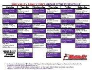 SIMI VALLEY FAMILY YMCA GROUP FITNESS SCHEDULE