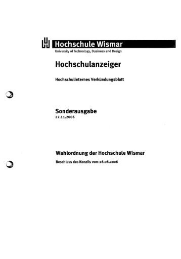 Hochschulanzeiger - Hochschule Wismar