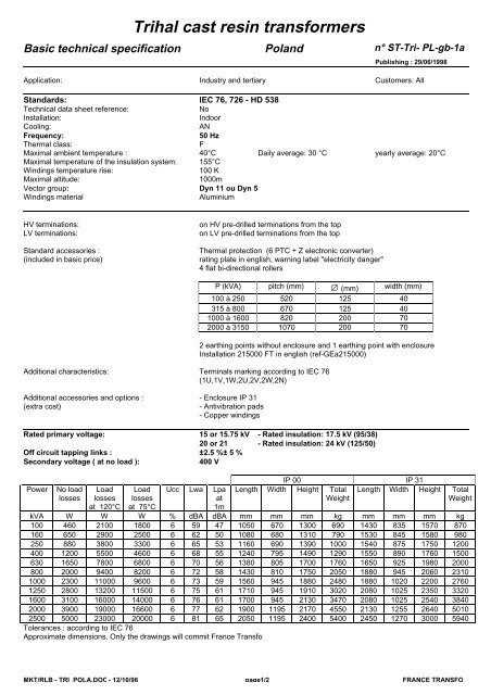 Trihal cast resin dry type transformers (ENG) - Trinet