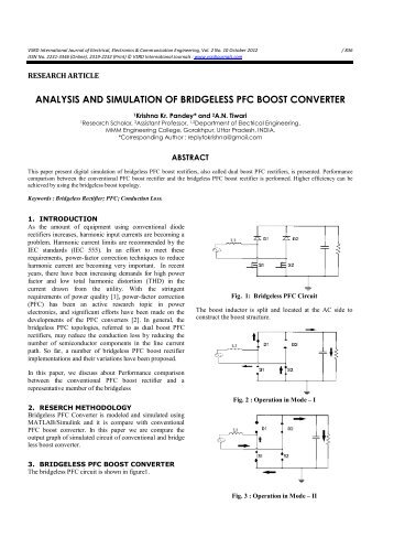 analysis and simulation of bridgeless pfc boost converter - vsrd ...