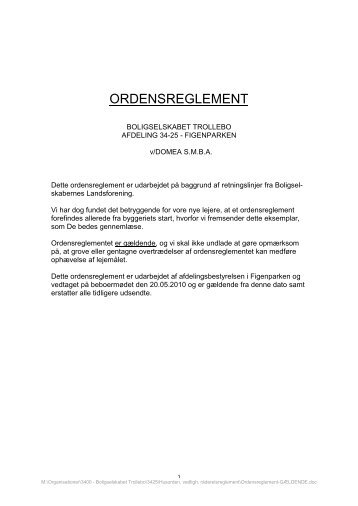 Husordensreglement - Domea