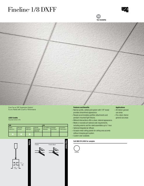 Donn Fineline 1/8 DXFF Ceiling Suspension System, Data Sheet ...