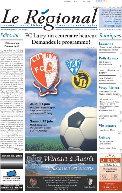 Fc Lutry Un Centenaire Heureux Demandez Le Programme Lausanne