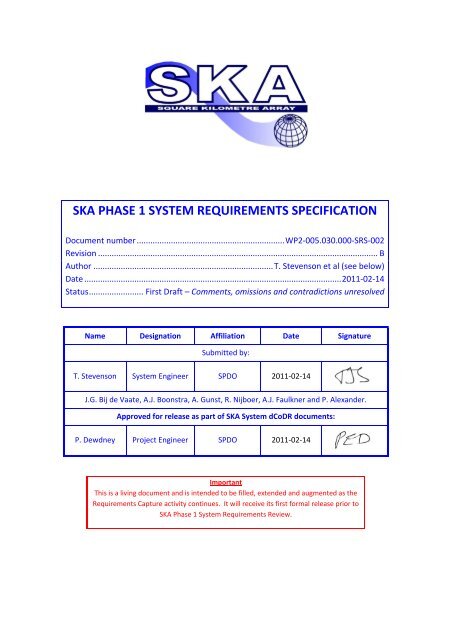 ska phase 1 system requirements specification - The Square ...