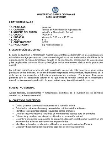 UNIVERSIDAD LATINA DE PANAMÃ SEDE DE CHIRIQUÃ I. DATOS ...