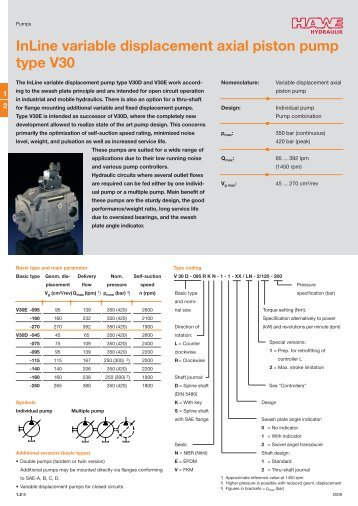 InLine variable displacement axial piston pump type V30 - Hidracomp