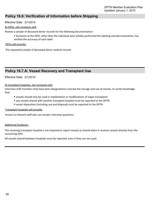 OPTN Evaluation Plan - Organ Procurement and Transplantation ...