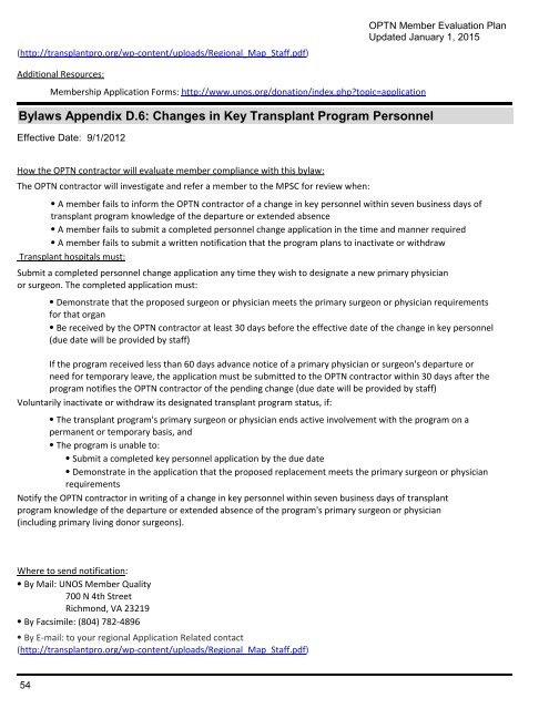 OPTN Evaluation Plan - Organ Procurement and Transplantation ...