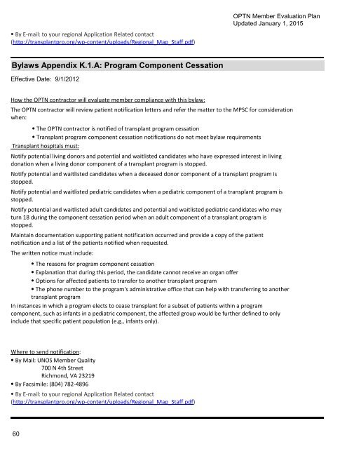 OPTN Evaluation Plan - Organ Procurement and Transplantation ...