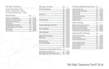 Treatment Price List 2014 - Royal Automobile Club
