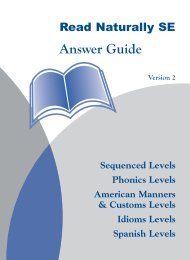 Read Naturally SE Answer Guide