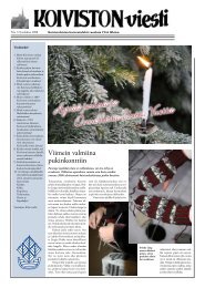 HyvÃ¤Ã¤ joulua ja Onnellista Uutta Vuotta - Suomen Koivisto seura ry
