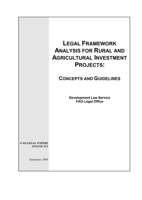 legal framework analysis for rural and agricultural investment ... - FAO