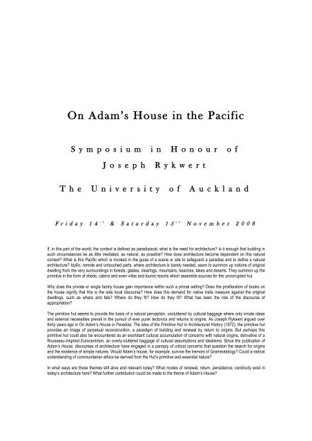 On Adam's House in the Pacific - Scholarly Commons Home