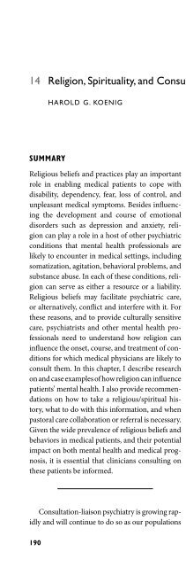 Religion and Spirituality in Psychiatry