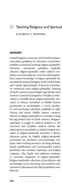 Religion and Spirituality in Psychiatry