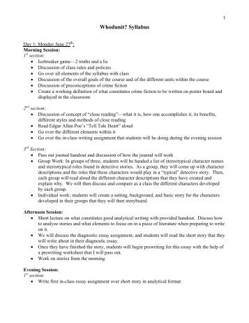 Outline Summary for CTY Whodunit