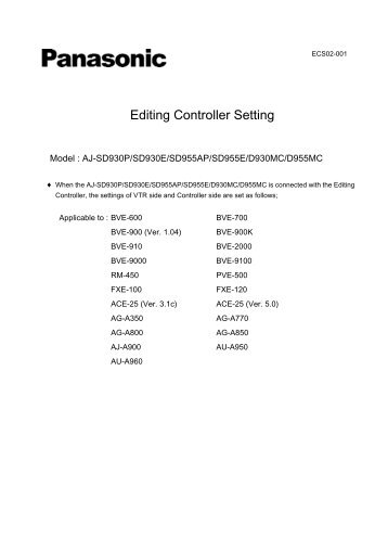 Editing Controller Setting - Panasonic PASS