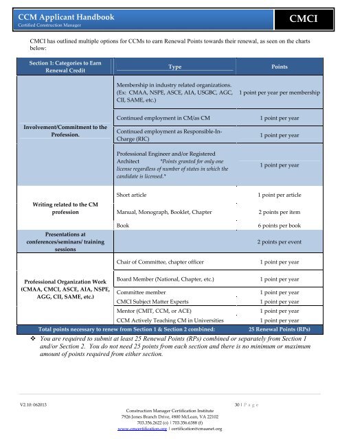 CCM Application Handbook (PDF) - CMAA