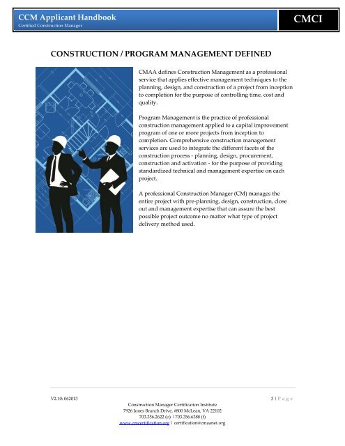 CCM Application Handbook (PDF) - CMAA