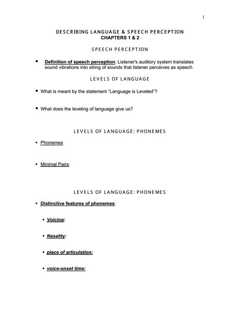 speech perception definition speech perception definition
