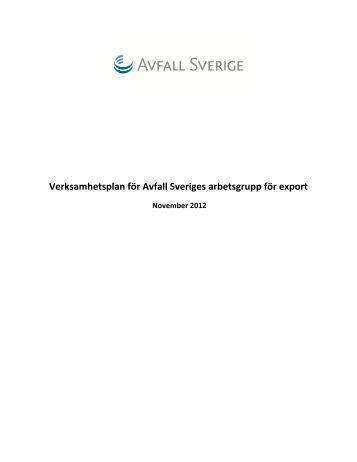 Verksamhetsplan - Avfall Sverige
