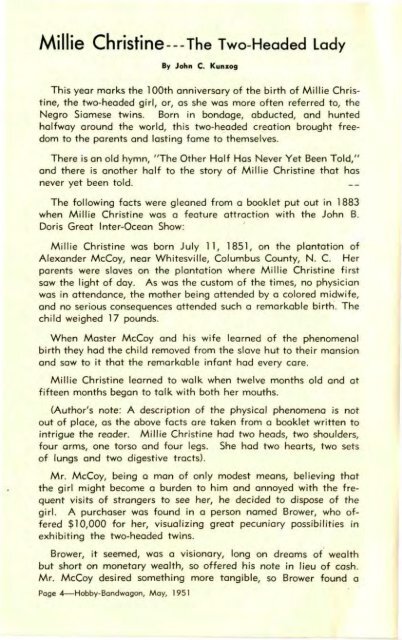 Hobby Bandwagon, May, 1951, Vol. 6, No. 4 - Circus Historical Society