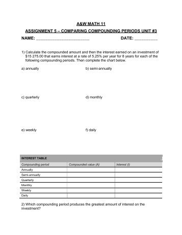 a&w math 11 assignment 5 – comparing compounding periods unit ...