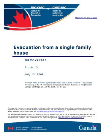 Evacuation from a single family house - National Research Council ...