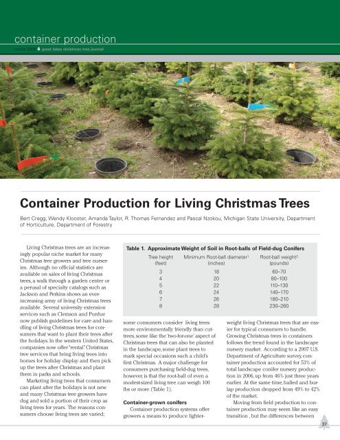 Container Production for Living Christmas Trees - Department of ...